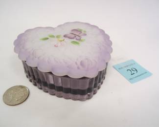 Fenton amethyst glass powder box