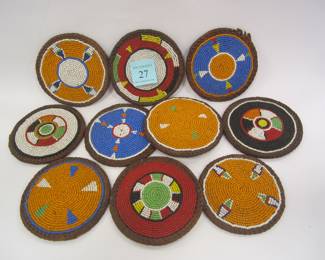 African micro-beaded leather coasters