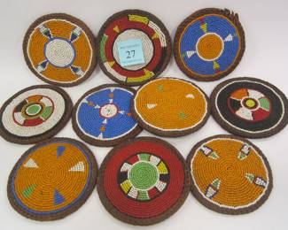 African beaded leather coasters