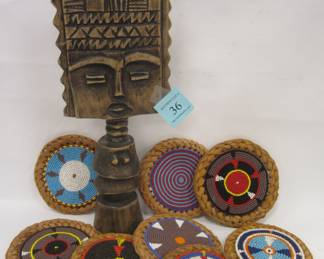 African arts carving and beaded coasters