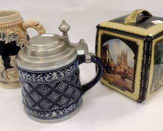 German stein and lithograph tin