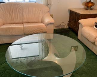 Mid century aluminum and glass Propeller table
