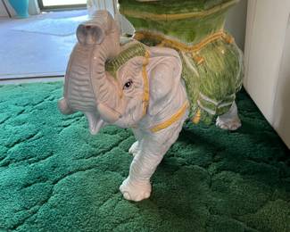 Elephant ceramic table with marble top