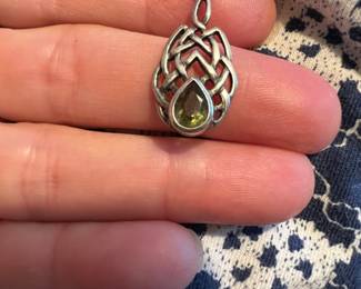 Sterling Celtic peridot pendant
