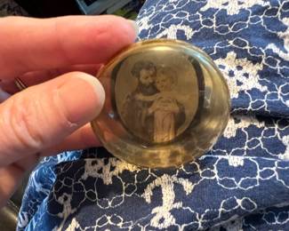 Old Celluloid cross religious jewelry box