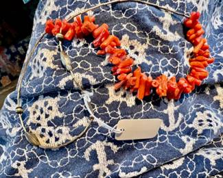 Coral sterling native necklace