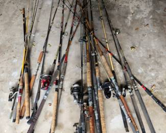 Lots of fishing rods & reels