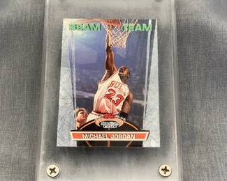 Coveted Beam Team Michael Jordan card in acrylic case