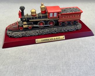 Collectible train on wood base