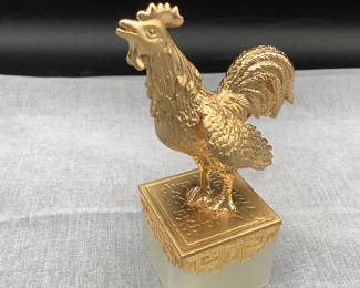 Gold Feng Shui rooster on marble base