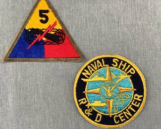 WW2 US Army 5th Armored Division Patch And Naval Ship R & D Center Patch