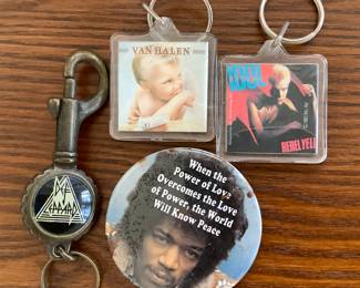 Vintage rock and roll keyrings