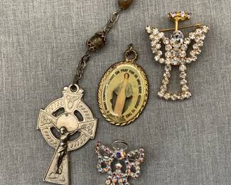 Religious Pendants , Virgin Mary And Celtic Trinity Crucifix, Rhinestone angels