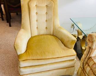 $150 Pair of velvet yellow chairs 