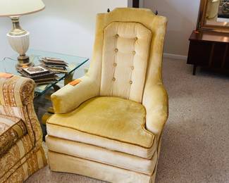 $150 Pair of velvet yellow chairs 