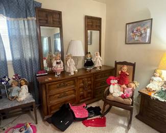 $200 Dresser with mirrors 74Lx19Dx83T
$68 ladies rocker 