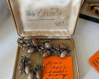 $38.00 1960's Acorn Bracelet and earrings