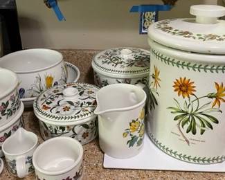 Large selection of Portmerion, including bread crock with lid.