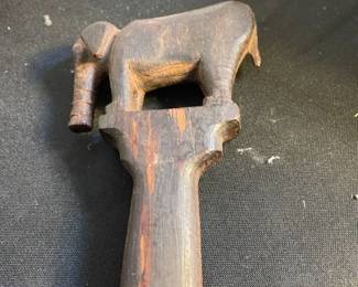 Carved wooden decoration with elephant. 