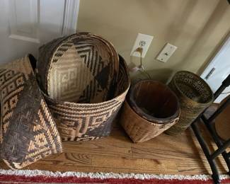 Vintage Native American Indian handwoven baskets.