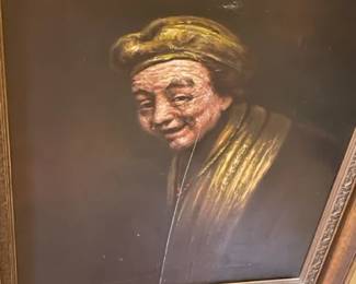 Copy of Rembrandt original titled "Self-Portrait as Zeuxis Laughing."