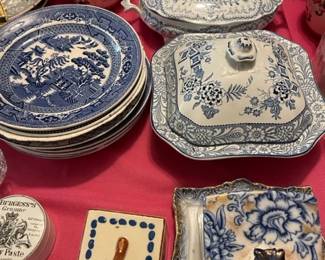 Blue and white pottery.