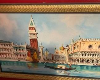 Large selection of antique paintings.