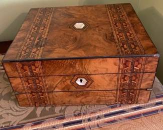 Victorian inlaid writing box.