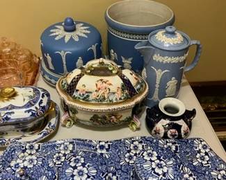 Antique Dudson England Jasperware pitcher jug and other pieces.