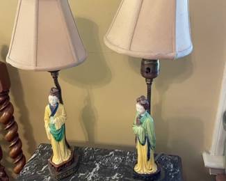 Pair of Chinese figure lamps.
