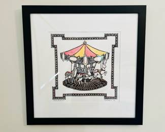 Local MN artist Wendi Dibbern “Rochester Carousel, 1905” signed MonoPrint