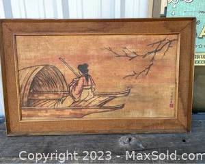 wjapanese silk on board painting231 t