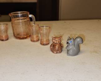 Mini pink depression glass set