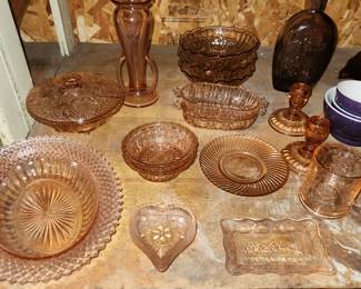 Pink depression glass