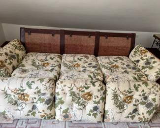 Ulferts Furniture of Sweden - Mahogany stained frame in beechwood and cane 3-seater length 206 cm. Removeable pillows