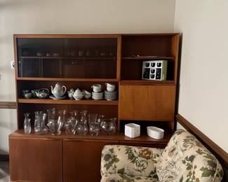 McIntosh Teak finished wall units - Top unit and base (2 pieces) Top unit has lights.