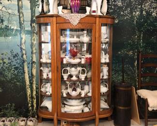 $600  Bow Front Cabinet 63x46x18