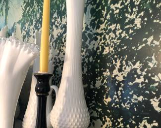 $55 Fenton Milk Glass Swung Vase