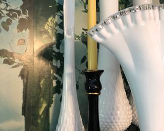 $55 Fenton Milk Glass Swung Vase