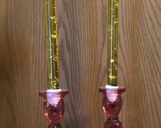 $25 Fenton Pink Candlesticks