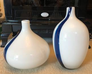 $30 Pair of Blue & White Vases