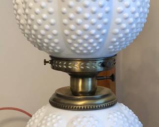 $200 Fenton Milk Glass Hobnail Lamp 