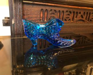 $15 Fenton Blue Hobnail Cat Head Shoe