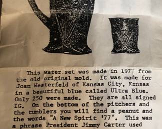 $200 Imperial Glass Ultra Blue Pitcher and Tumblers