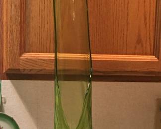 $850 Smith Glass 40" Swung Vase, Nubby Green. 