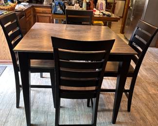 High Top Table With 4 Stools. 42” Square