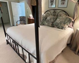 Lovely four-post wrought iron King Size Bed.  Solid, super high quality bed.