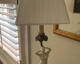 There are two of these lamps, and they are now side-by-side on a French Provincial chest of drawers.