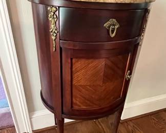 Small marble top piece.  Drawer and door work smoothly.