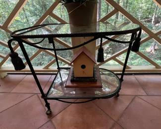 Metal and glass rolling cart.